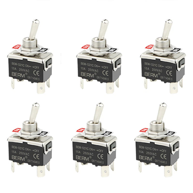 Double Pole Metal Toggle Switch 15A 250VAC – BEM-1221C