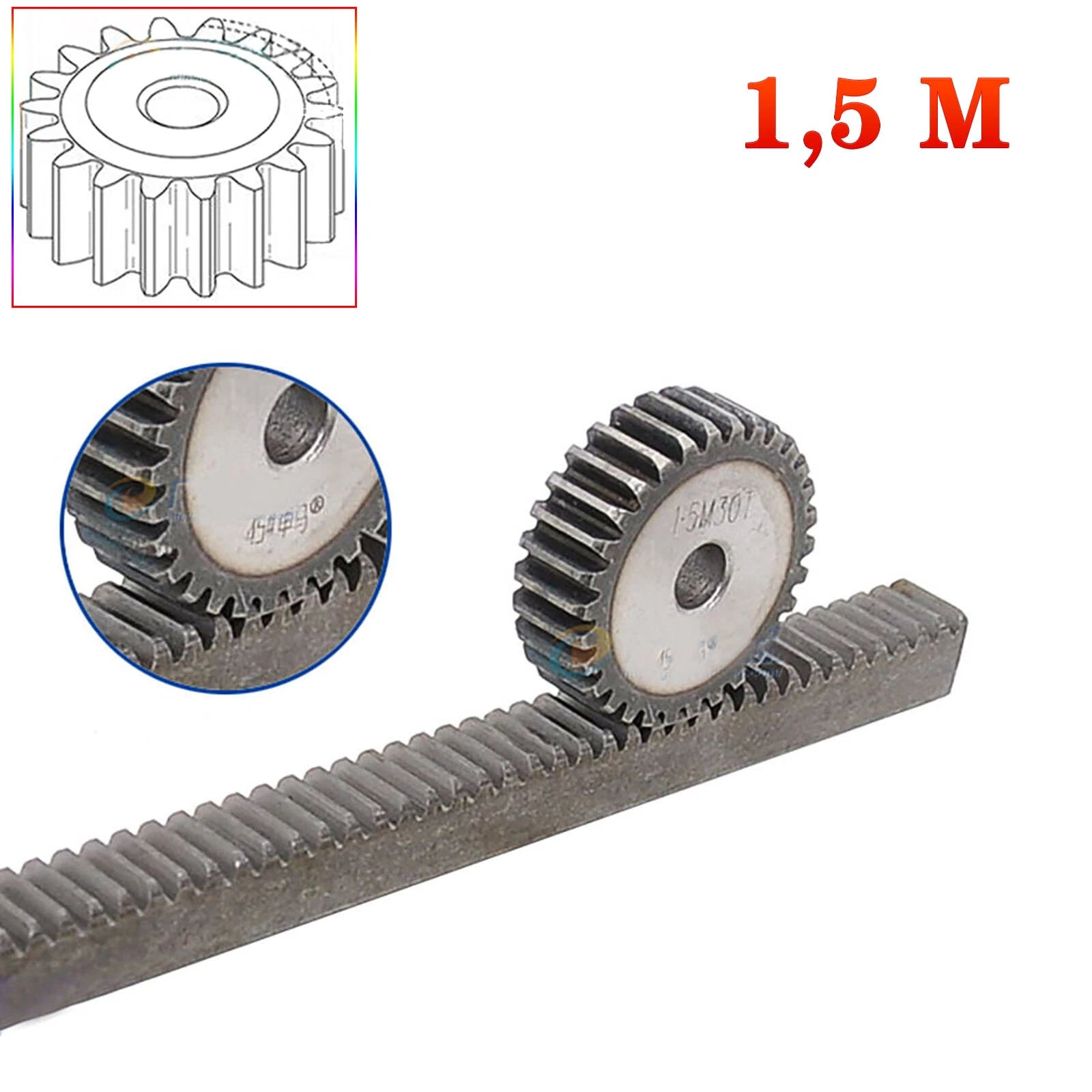 Module 1.5 Pinion Spur Gears #45 Steel 12T to 80T Metal No-step Transmission CNC