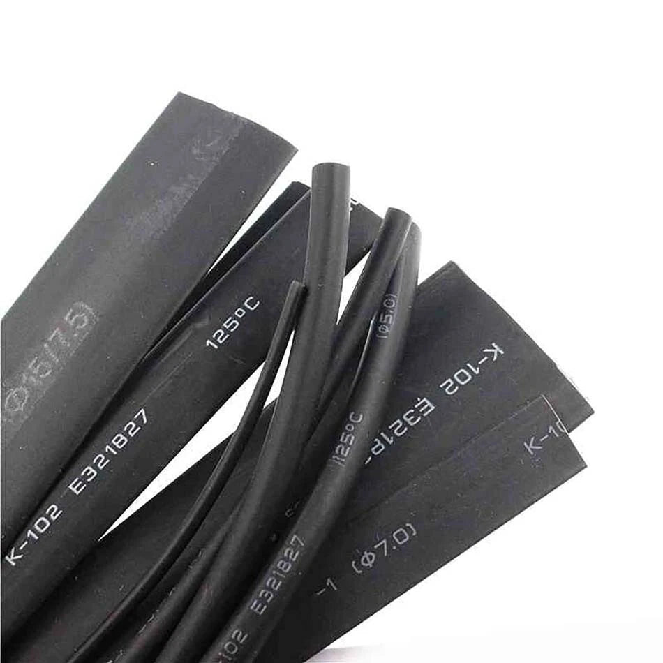 Black Heat Shrink Tube 2:1 — Electrical Wire Sleeving 0.6mm to 210mm