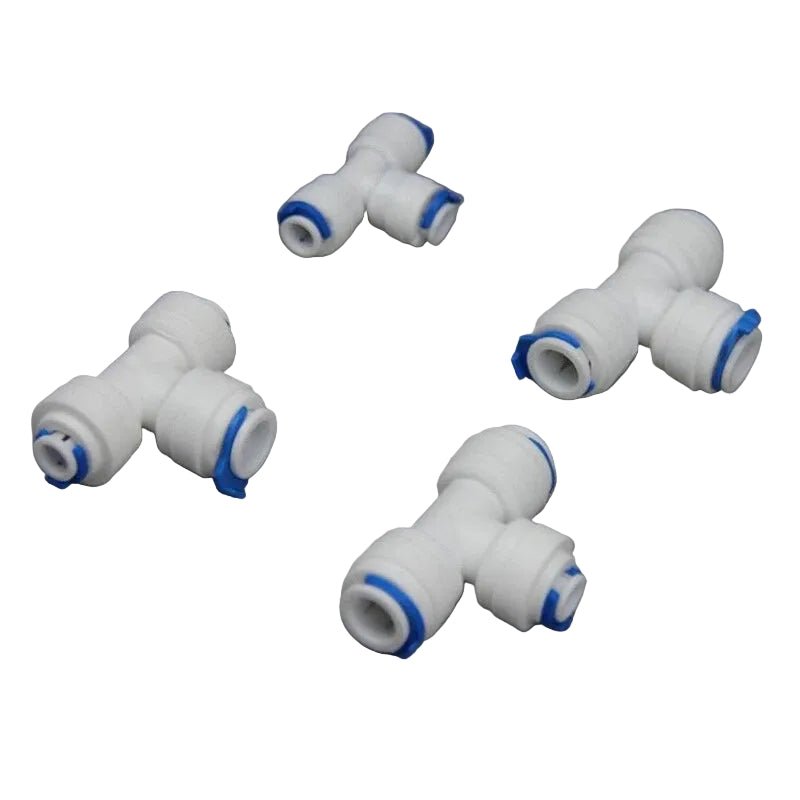 PE Tee Push-in Fitting T Connector for Water Purifier Tubing 1/4" 3/8"