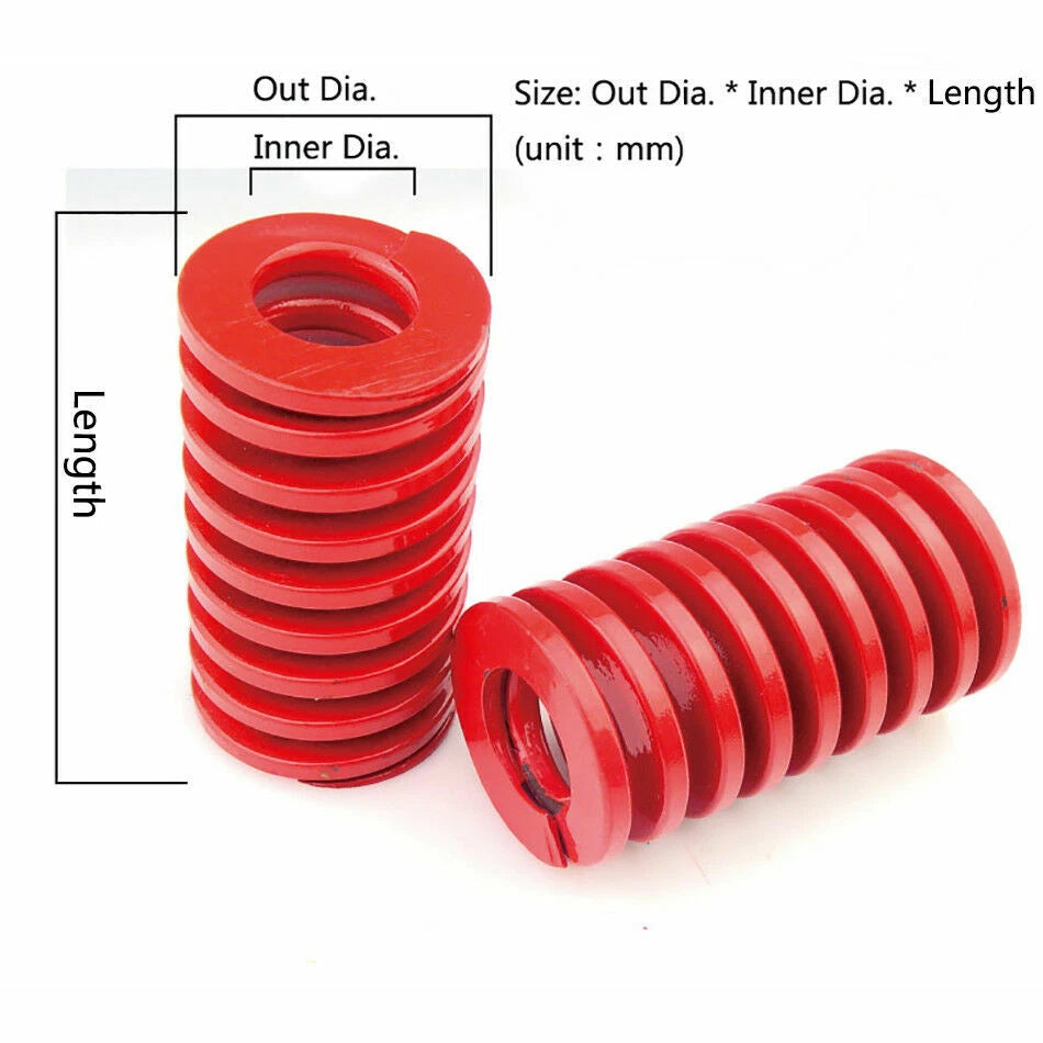 Compression Die Mould Spring Medium Load TM Red OD 18mm-25mm Length 20mm-300mm