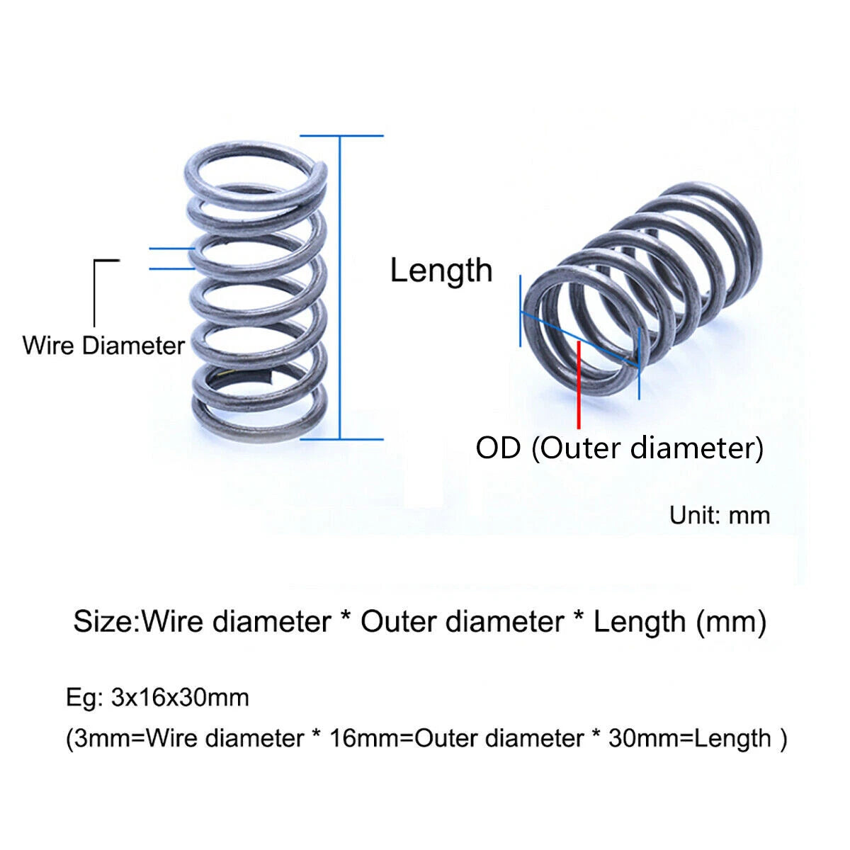 10Pcs Compression Spring Wire Dia 0.3/0.4/0.5/0.6 mm Stainless Steel Pressure