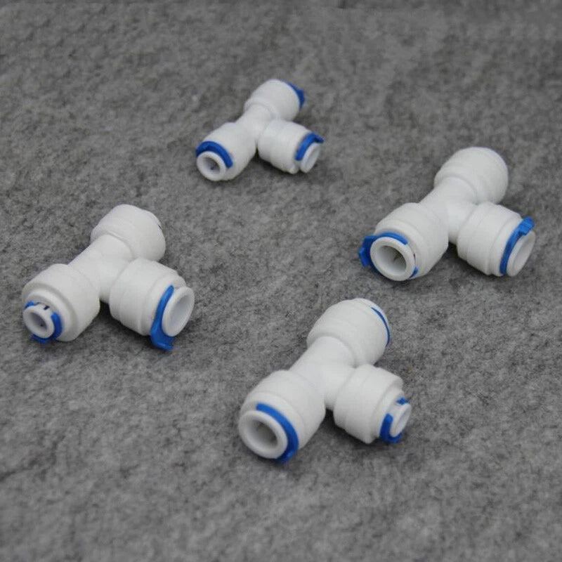 PE Tee Push-in Fitting T Connector for Water Purifier Tubing 1/4" 3/8"