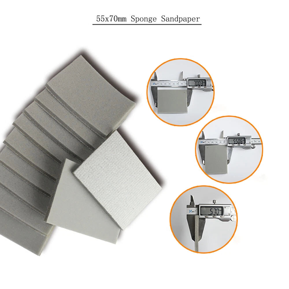 55x70mm Wet Dry Spong Sanding 300-3000 Grit Hook Loop Sandpaper Polishing Block