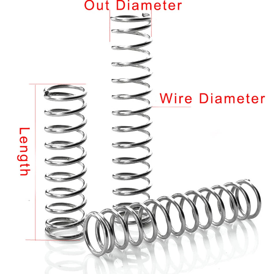 5pcs Wire Dia.0.5-1.5mm Length 60-100mm 304 Stainless Steel Compression Spring