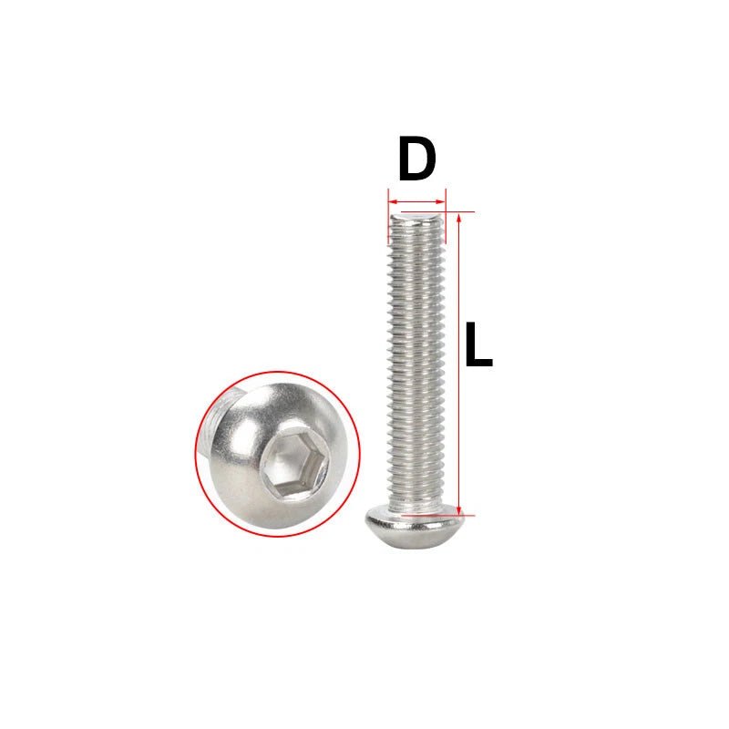 M5–M10 Button Head Socket Cap Screws | A2 304 Stainless Steel Hex Drive Bolts - HomeDIYer