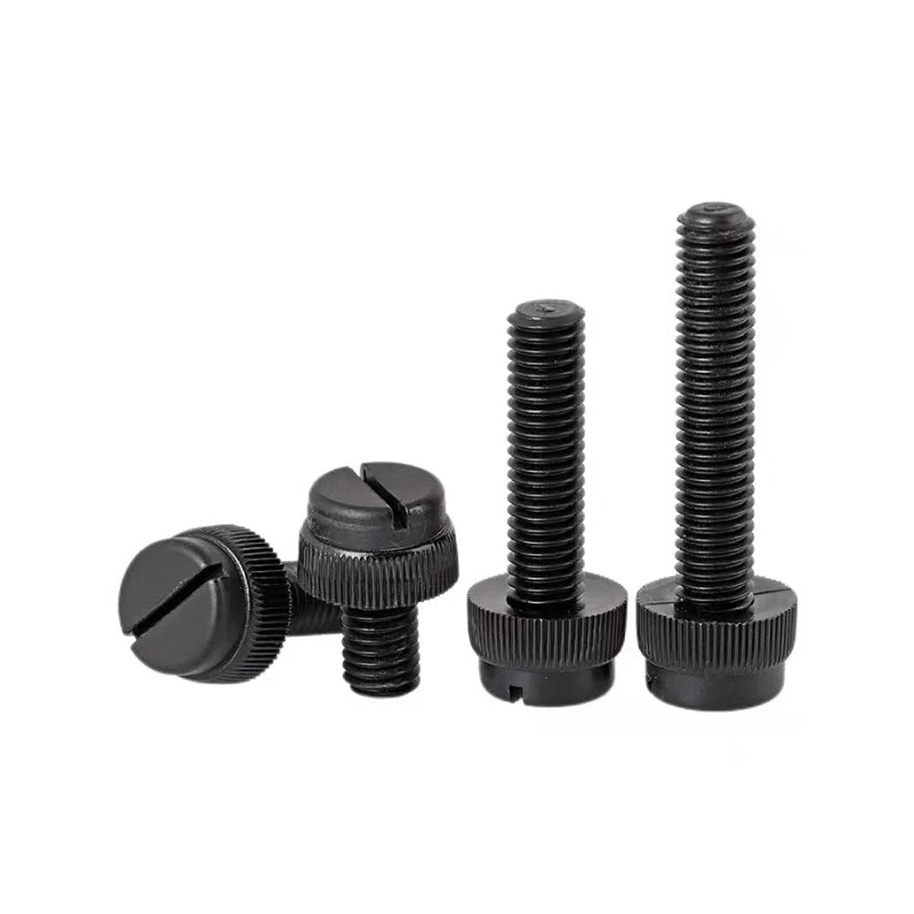 Black Nylon Thumb Screws — PA66 Knurled Slotted Head, M3 M4 M5 M6 M8