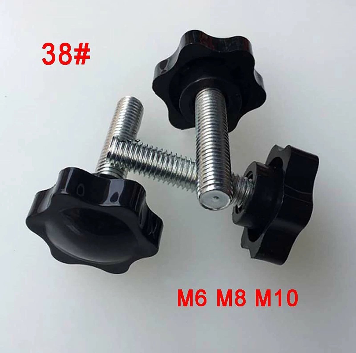M6 M8 M10 Six - Petal Flower Rose Head Plastic Thumb Screws – 38mm Black Hand Grip Knob Bolts - HomeDIYer
