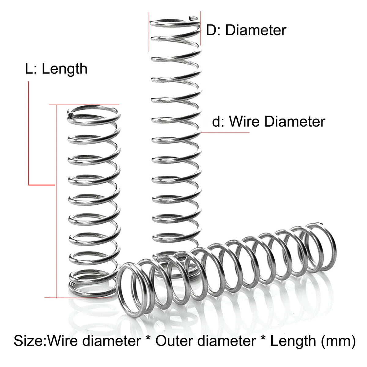 Wire Dia 1mm Compression Spring 304 Stainless Steel Pressure Springs ALL SIZE