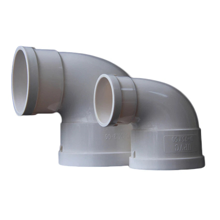 PVC Drainage Pipe Reducer 90° Elbow Connector Adapter Drain Fittings Joint White