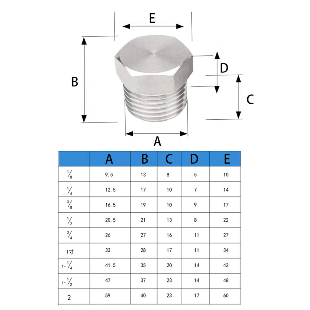 Hex Head Pipe Plug Male O-Ring Face Seal NPT/PT Stainless Steel 304 — 1/8" to 2"