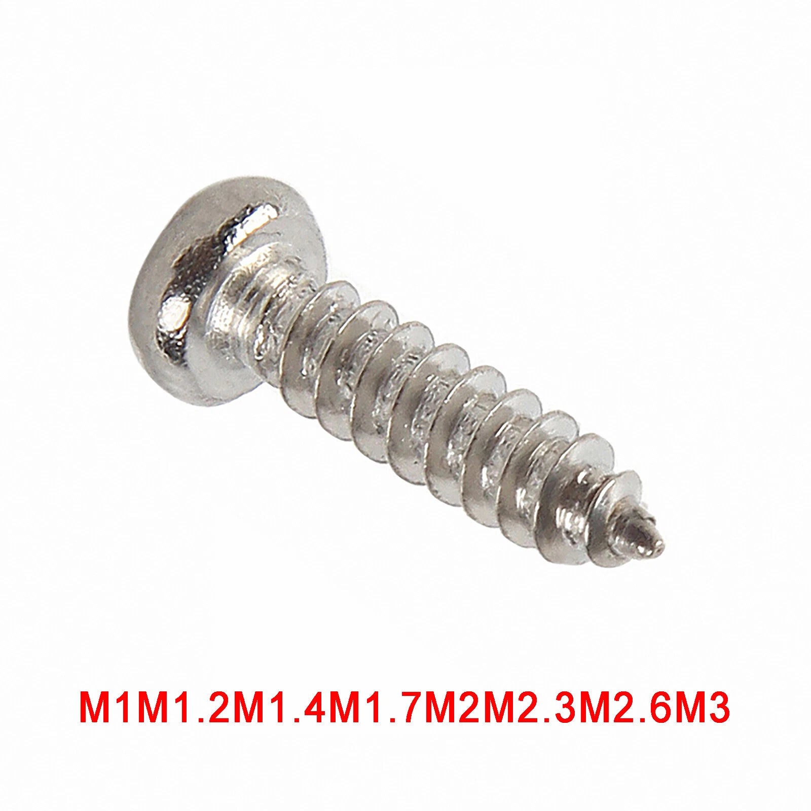 M1 M1.2 M1.4 M1.7 M2 M2.3 M2.6 M3 Pan Head Self Tapping Screws – Nickel Plated Carbon Steel