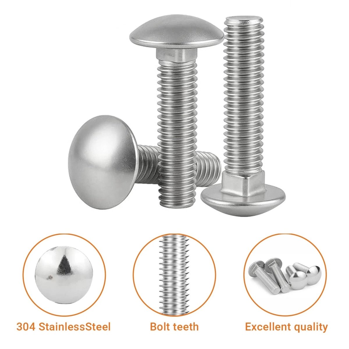 M8 Carriage Bolts A2 Stainless Steel — Cup Square Dome Head Coach Screws DIN 603 (30–70mm) - HomeDIYer