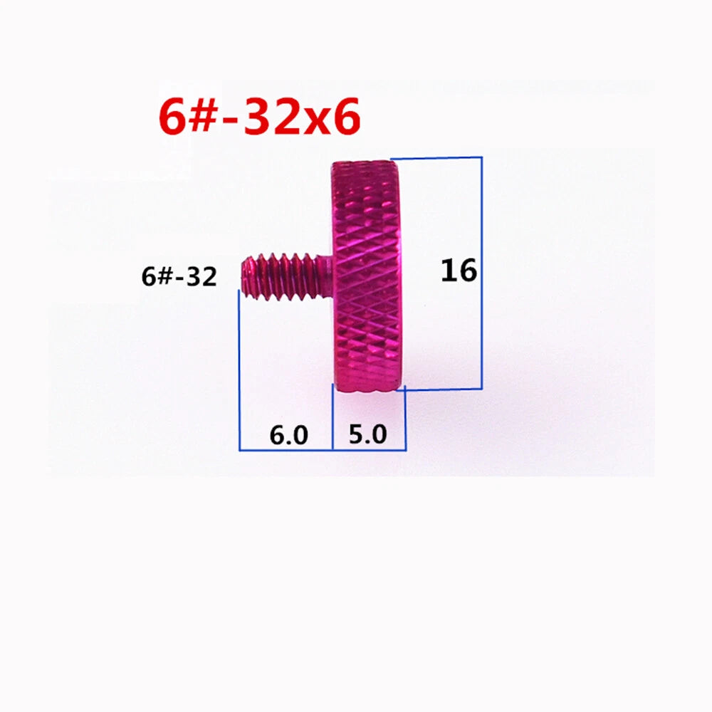 #6-32 UNC Anodised Flat Knurled Thumb Screws 6mm — Aluminum, 10 Colors, PC Case Hand Grip