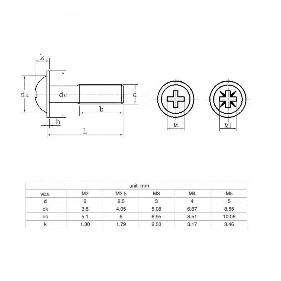 A4 Stainless Steel Phillips Pan Flanged Head Machine Screws M3 M4 M5