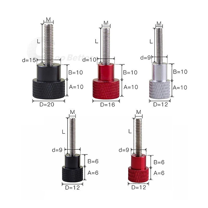 M3–M10 White Knurled Thumb Screws – High Type Steps, Aluminum + A2 Stainless Steel Bolts - HomeDIYer