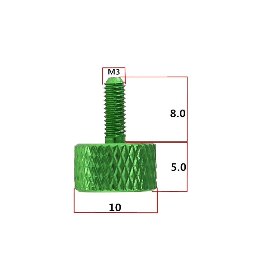 M3 x 8mm Knurled Thumb Screws – Anodised Aluminium Flat Head Hand Grip Bolts, 10 Colors