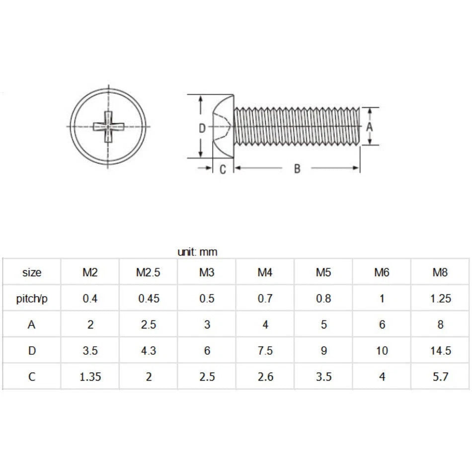White Nylon Pan Head Phillips Machine Screws M4 M5 M6 — Non-Conductive PA66 Plastic Screws 6mm to 50mm