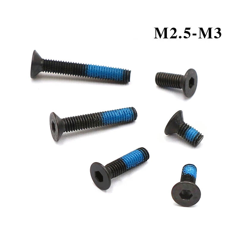 M2.5 M3 Hex Socket Countersunk Machine Screws Black & Blue Rustproof 6–20mm