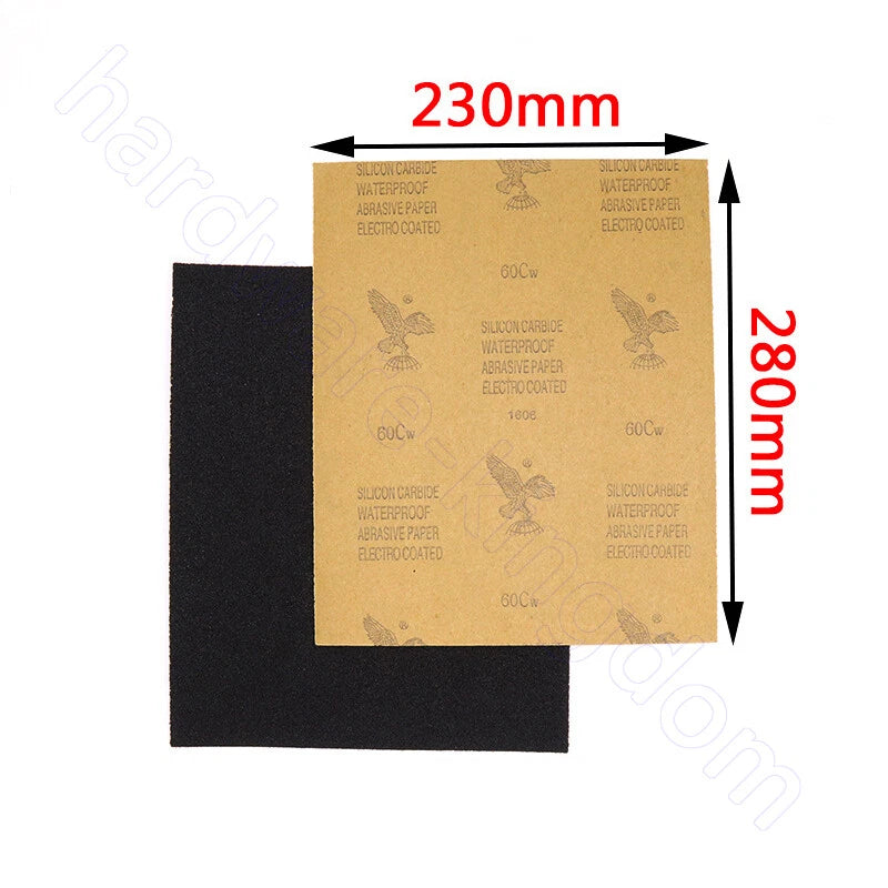A4 Silicon Carbide Waterproof Sandpaper P80–P2000 | 230x280mm Sheets for Metal Wood Glass Auto