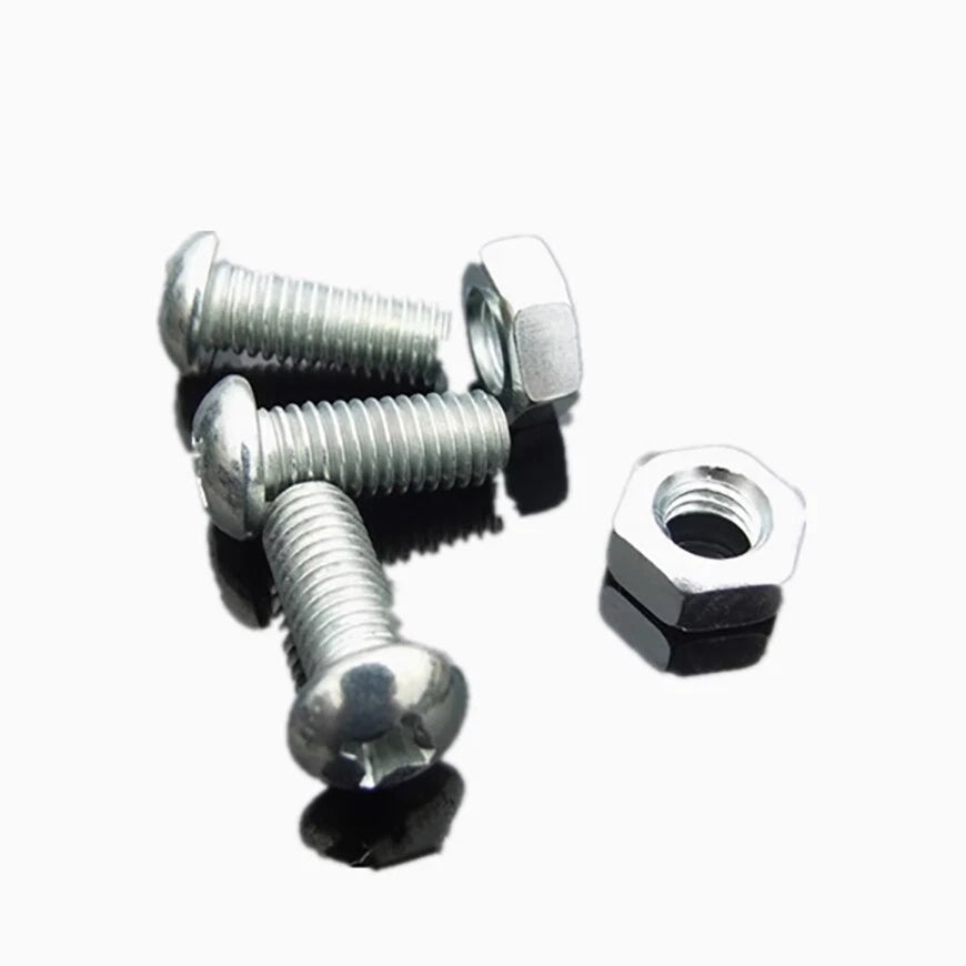 M4 Phillips Pan Head Machine Screws with Hex Nuts – Zinc Plated Steel, 8/12/20mm Lengths