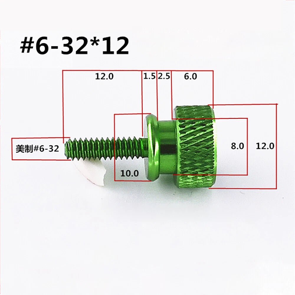 6 - 32 Knurled Thumb Screws — Aluminum Alloy, 3 Lengths, 10 Colors, DIY Hand Grip Knob Bolts - HomeDIYer