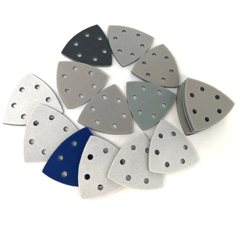 90mm Multi Tool Triangle Sanding Sheets Grinder 9 hole Sandpaper 300-3000 Grit