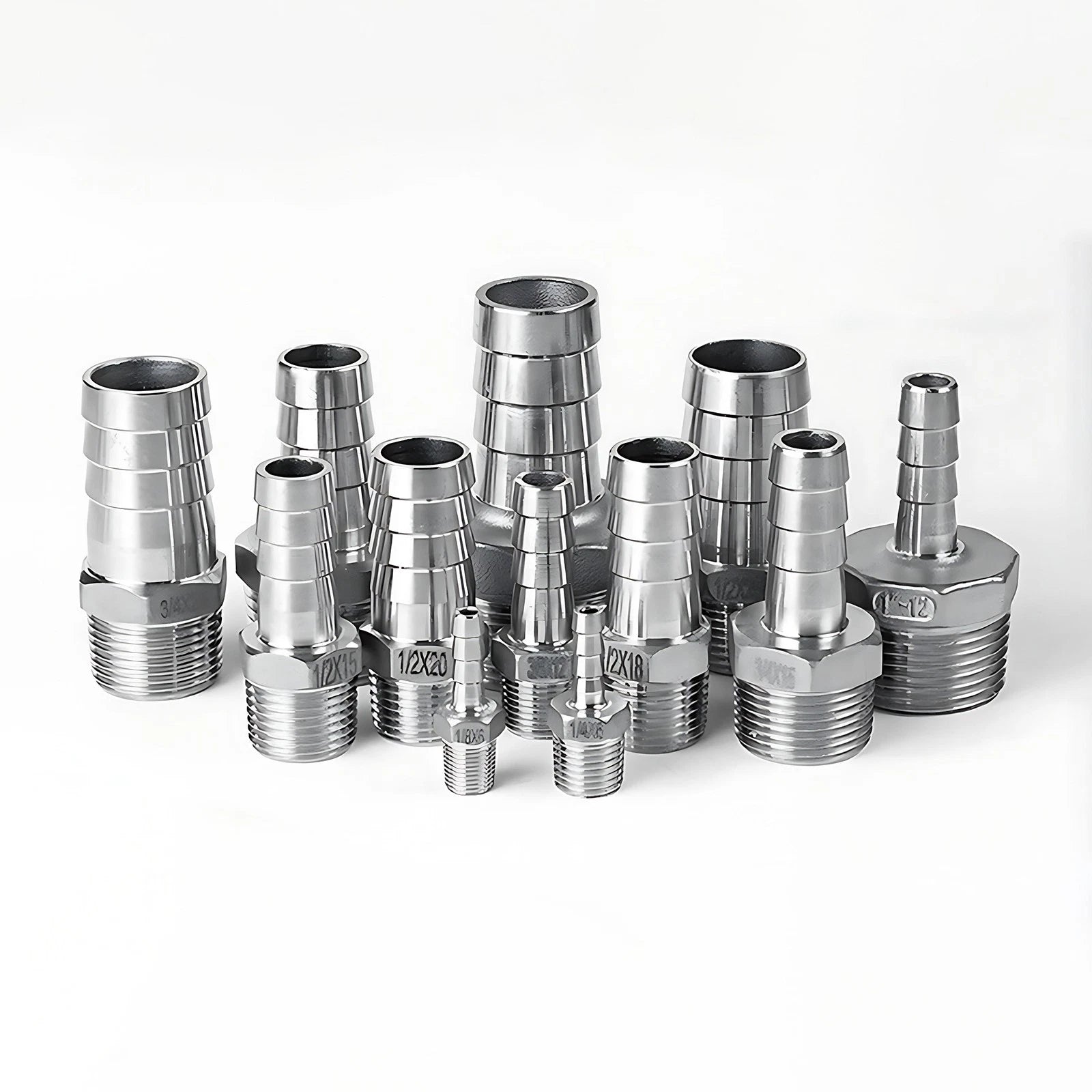 BSP Male Taper Thread x Hose Tail Adapter Fittings — Stainless Steel 304