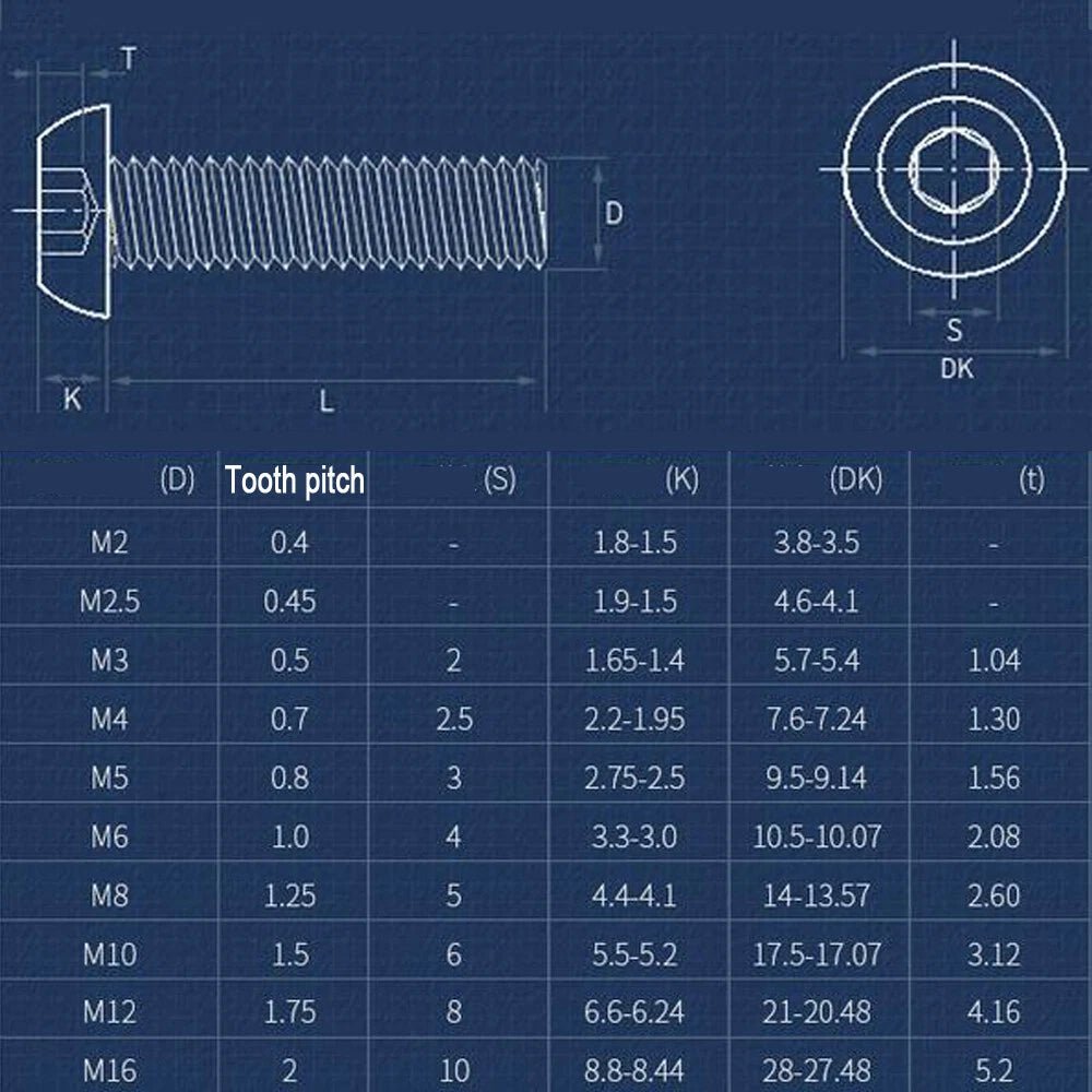 316 Stainless Steel Button Head Socket Cap Screws | M3 M4 M5 M6 M8 M10 | Hex Socket Drive - HomeDIYer
