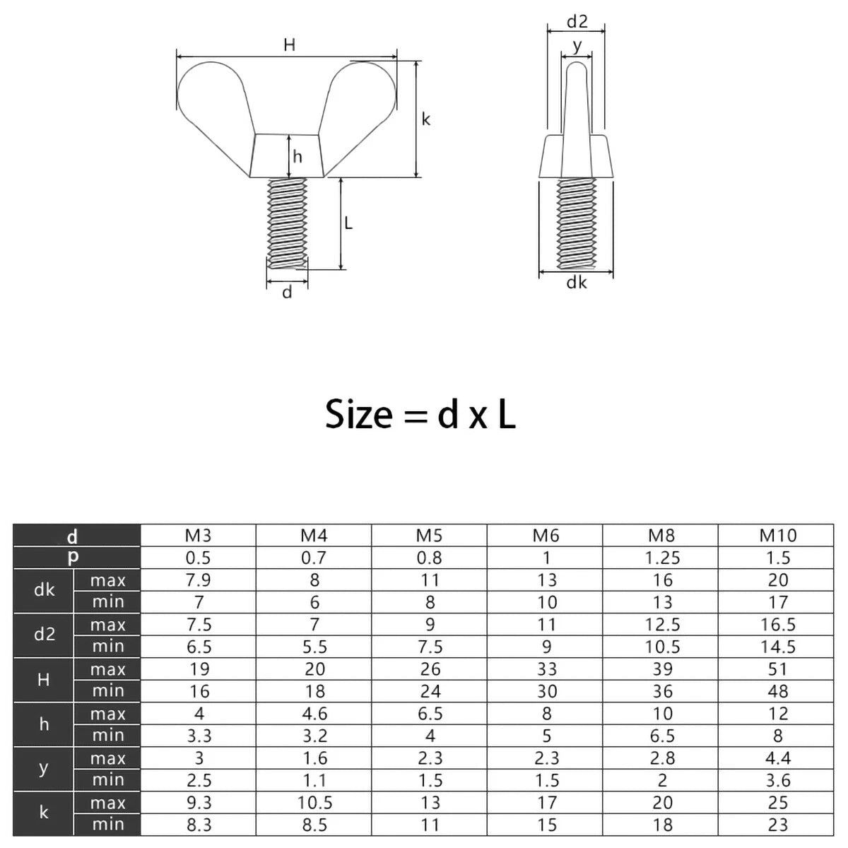 DIN315 Wing Bolts M4 M5 M6 M8 M10 All Sizes Zinc Carbon Steel Butterfly Screws