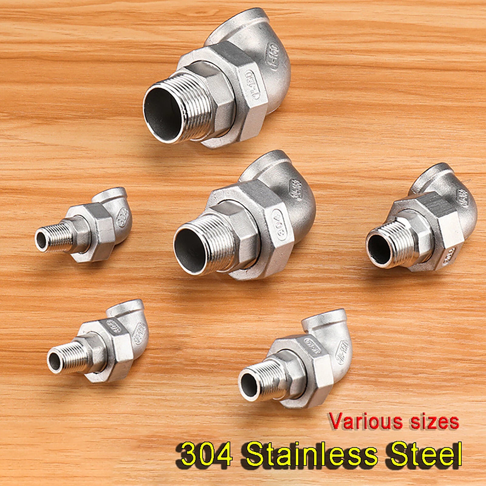 BSP 304 Stainless Steel Female Male Elbow Union Pipe Fitting — DN8 to DN50