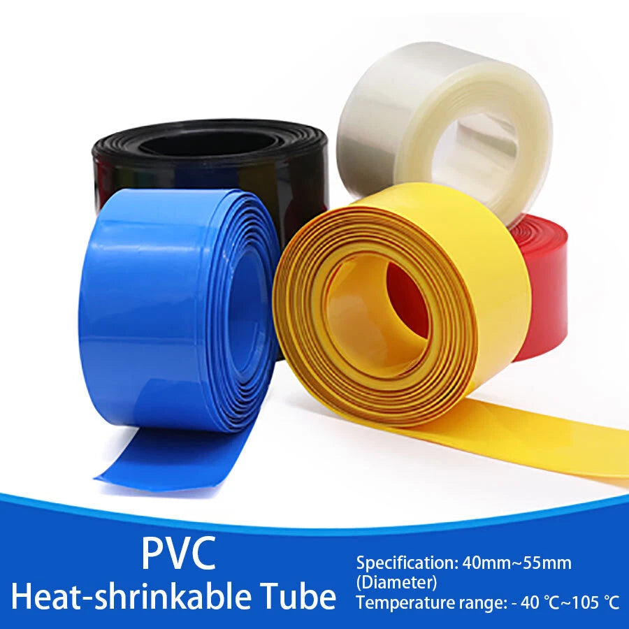 PVC Heat Shrink Tubing – Flat Width 40–55mm, Multiple Colors, 1–100M Rolls