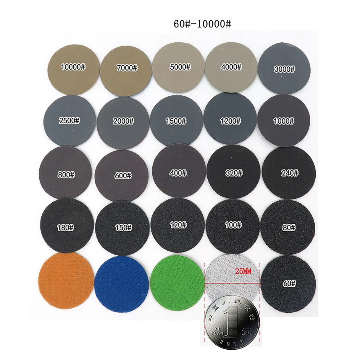 1" - 3" 996A Wet Dry Sandpaper Paper Discs Hook&Loop Wood Car Metal Polishing