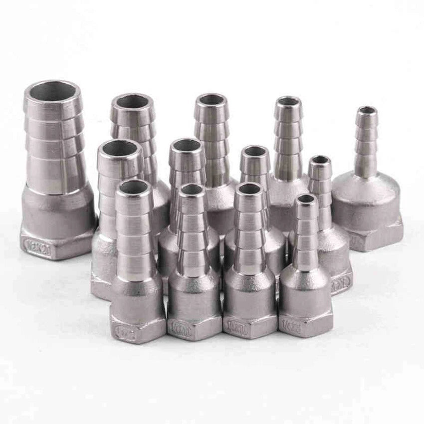 BSP 1/4"-2" Stainless Steel Female Thread x Barb Hose Tail Connector