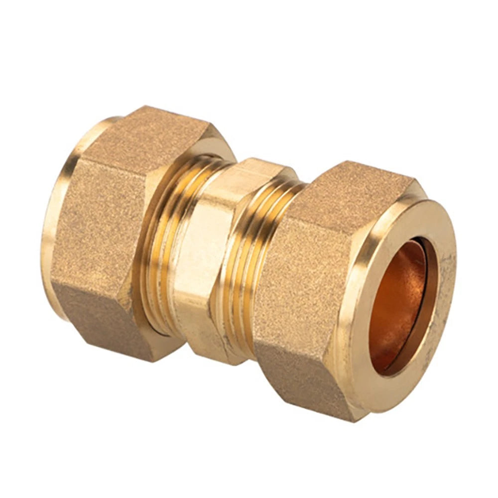 Brass Compression Double Ferrule Straight Connector for Copper Tube