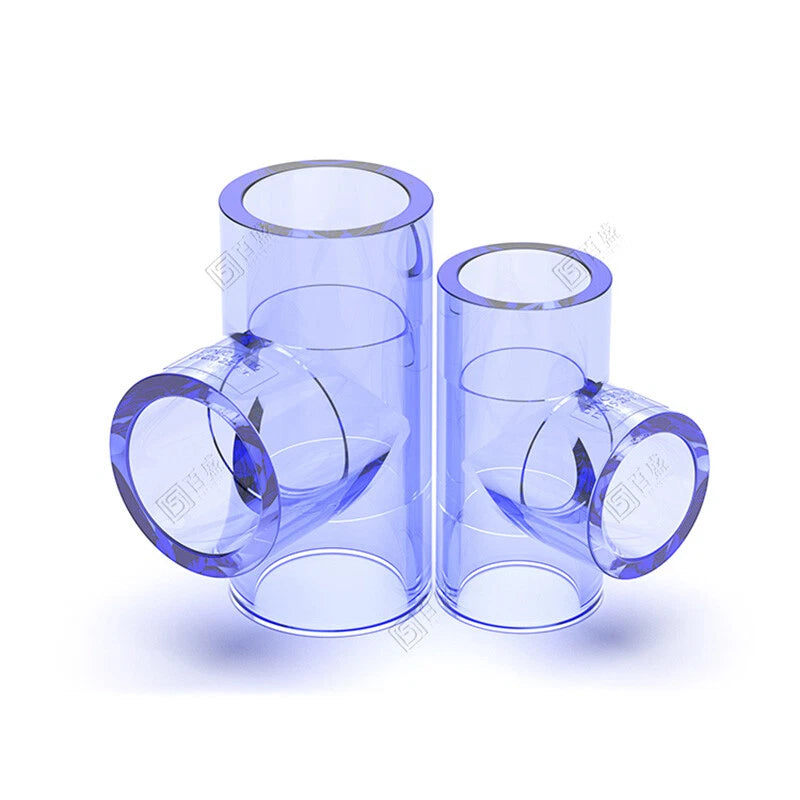 Clear PVC Tee T Piece Connector Adhesive Pipe Fittings ID 20-110mm Aquarium Pond