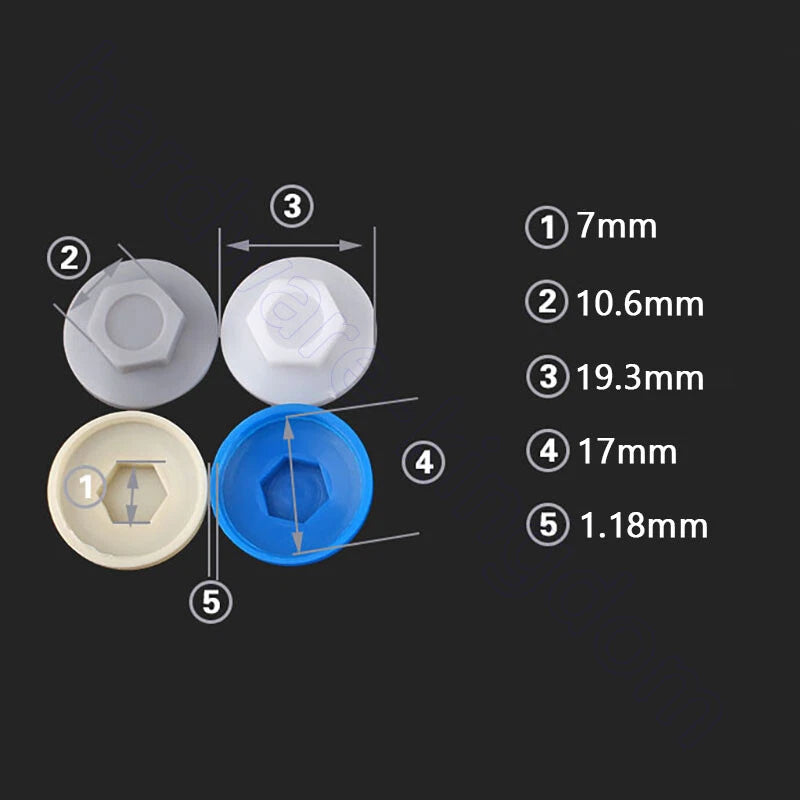 Waterproof Screw Caps for 5.2mm Hex Head Self‑Drilling Screws – Plastic Hex Cover (Metric)