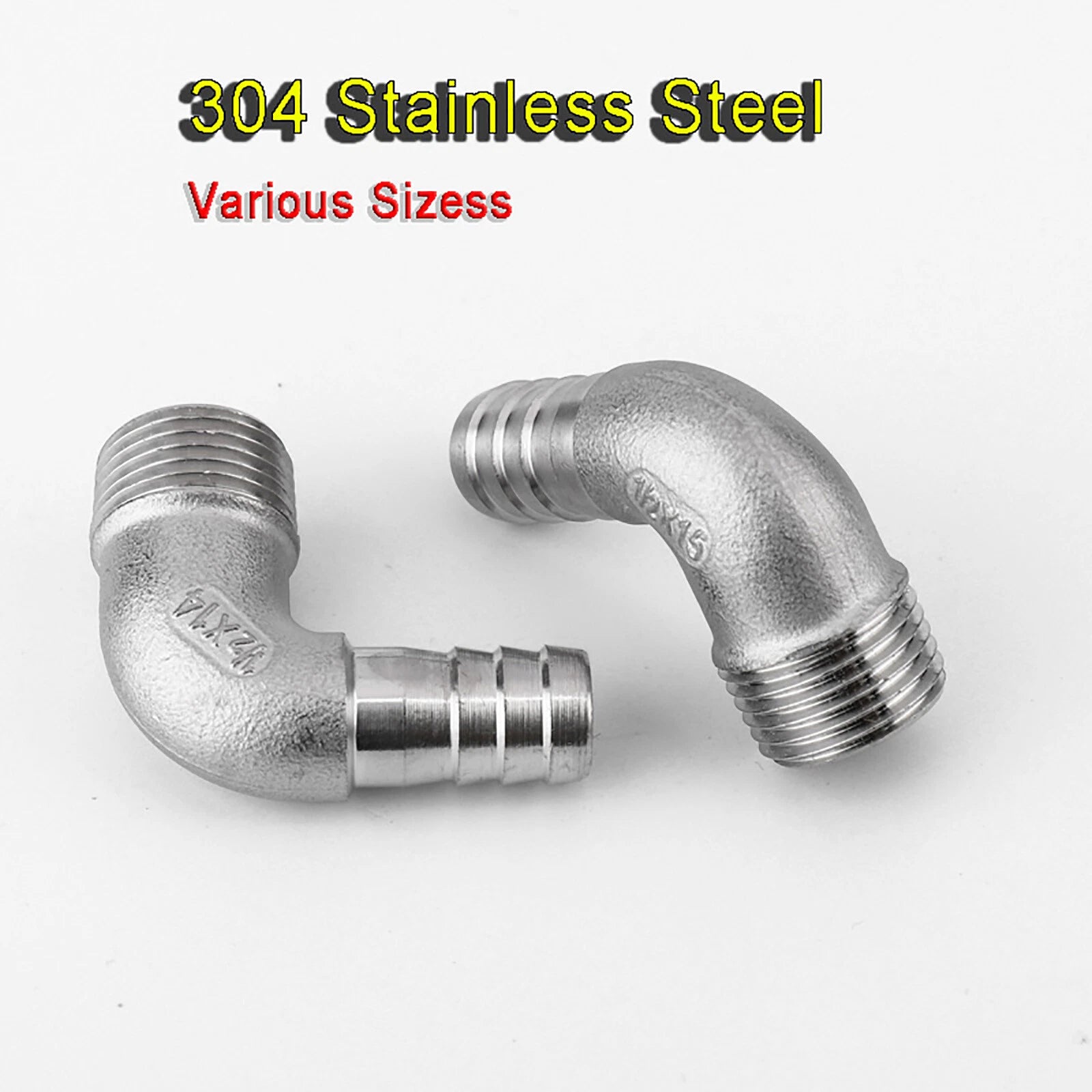 BSP 90° Elbow Barbed Hose Fitting — 304 Stainless Steel Pipe Connector
