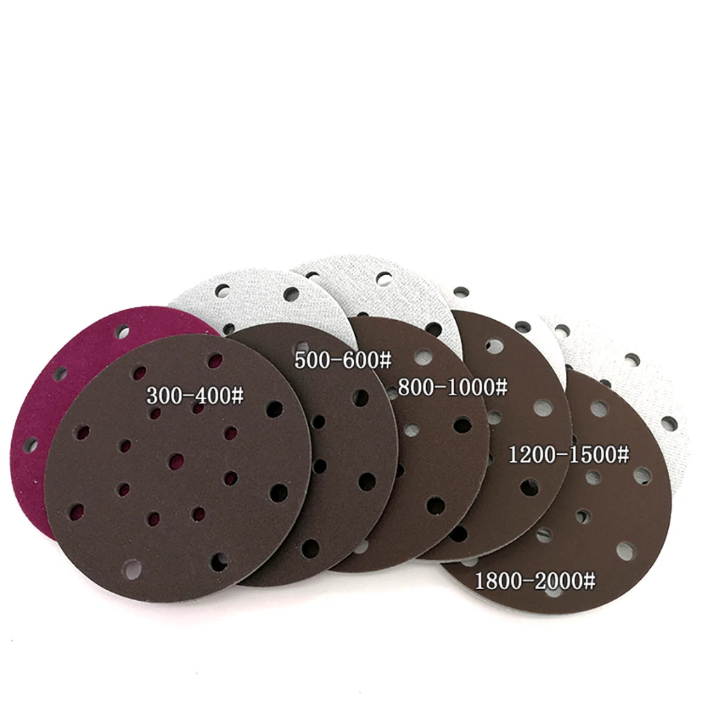 6"(150mm)Hook & Loop Sponge Sandpaper 17 Hole Red Sanding Discs 300 - 2000 Grit