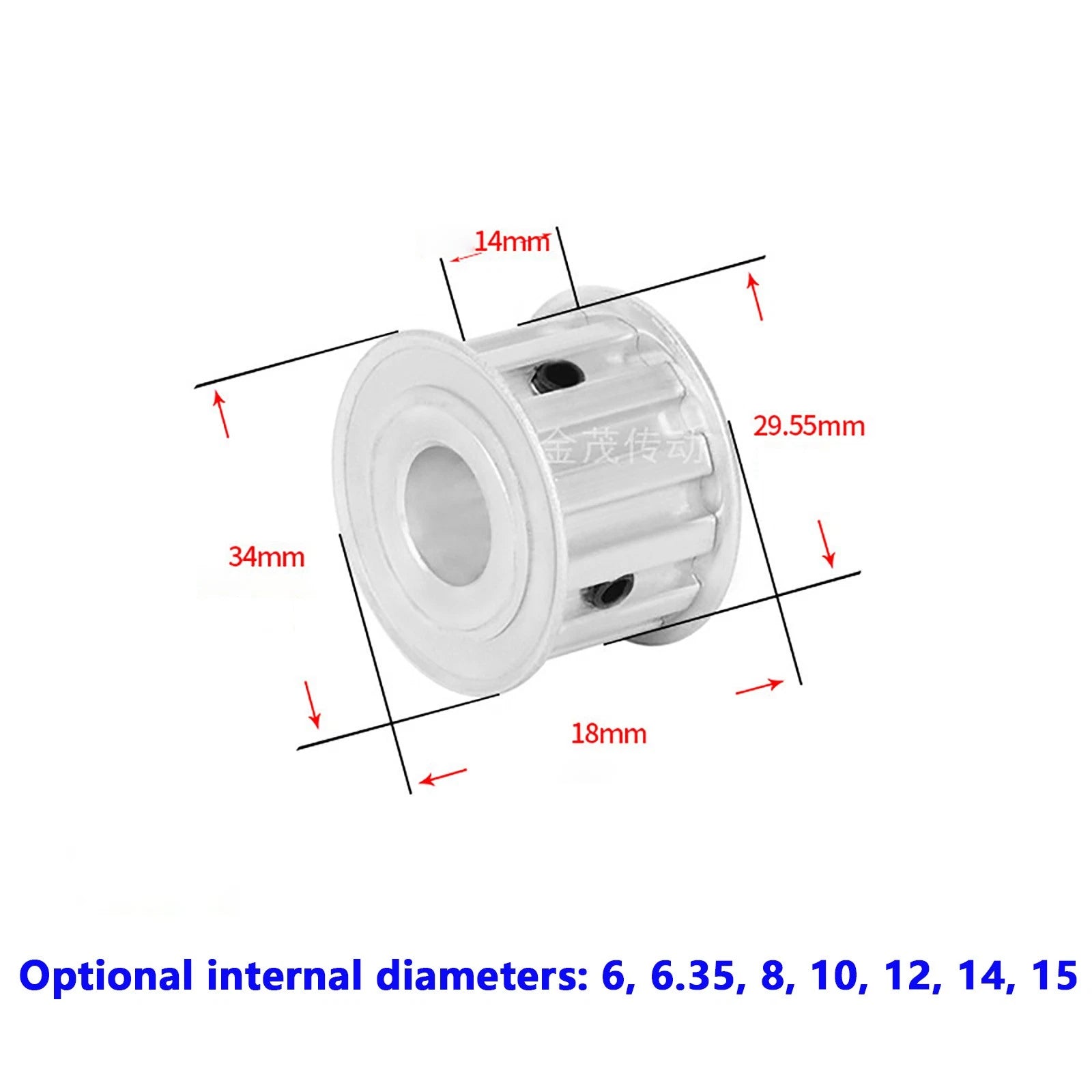 L Timing Belt Pulleys Synchronous Wheel 13mm Width 10 - 20 Teeth 6mm-28mm Bore