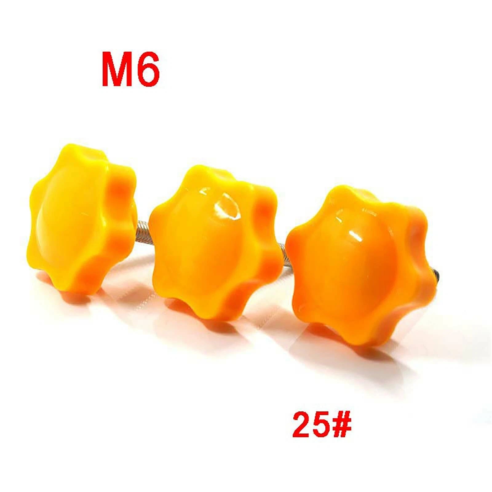 25# Six-petals Flower M6 Yellow Thumb Screws Hand Grip Knob Bolts Thumbscrew