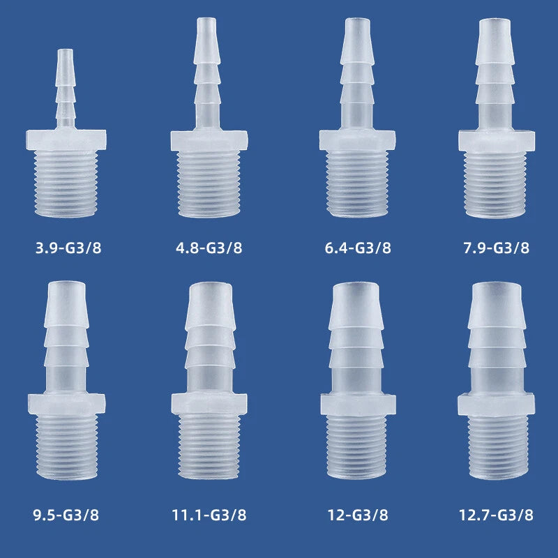 Plastic Barbed Hose Fitting with Male Thread — Straight Connector for Air, Fuel & Water