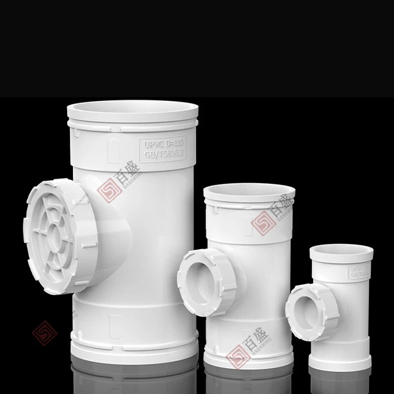 PVC Tee Drain Pipe Connector With Inspection Port Fittings Adapters 50mm-200mm