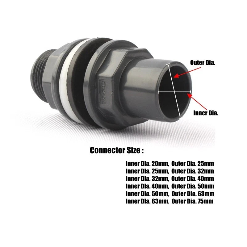 20mm~63mm Hi-Quality UPVC Water Tank Inlet Outlet Joint Overflow Pipe Fittings