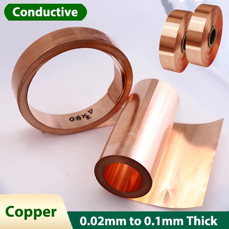 Copper Foil Tape Metal Strip Sheet 0.02mm-0.1mm Thick Pure Copper Plate Flexible - HomeDIYer