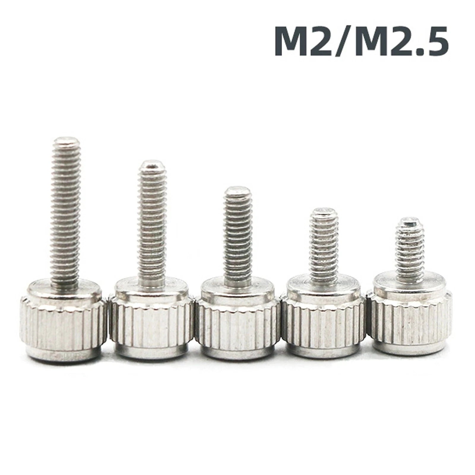 M2 M2.5 Knurled Thumb Screws, 303 Stainless Steel Round Knob Hand-Tighten Bolts