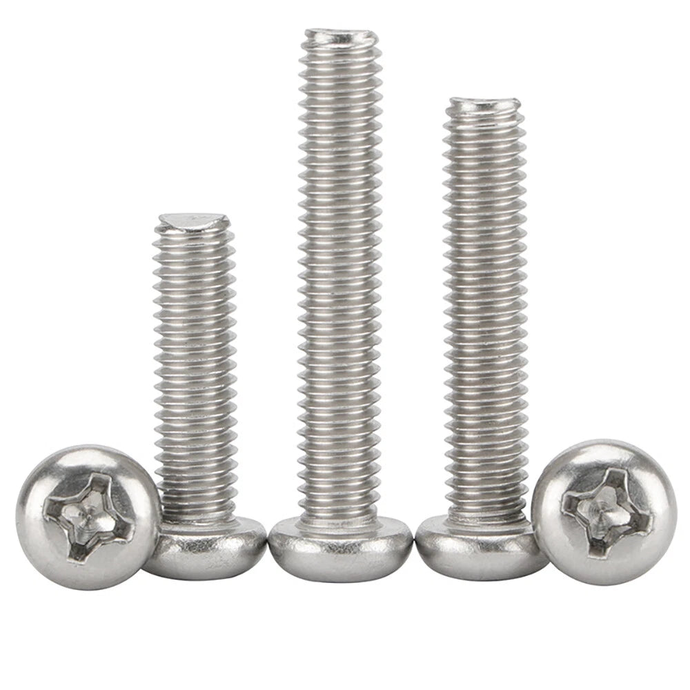 M5 Pozi Pan Head Machine Screws – A2 Stainless Steel (304), Fully Threaded, Pozidriv Drive