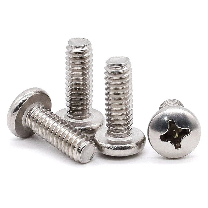 M3 M4 M5 M6 Pozi Pan Head Machine Screws – Nickel Plated Steel, Fully Threaded