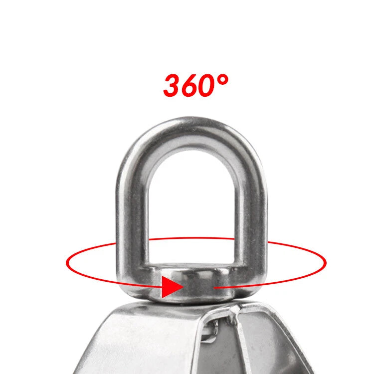 Stainless Steel Single-Double Pulley Block Traction Wheel Swivel Lifting Rope