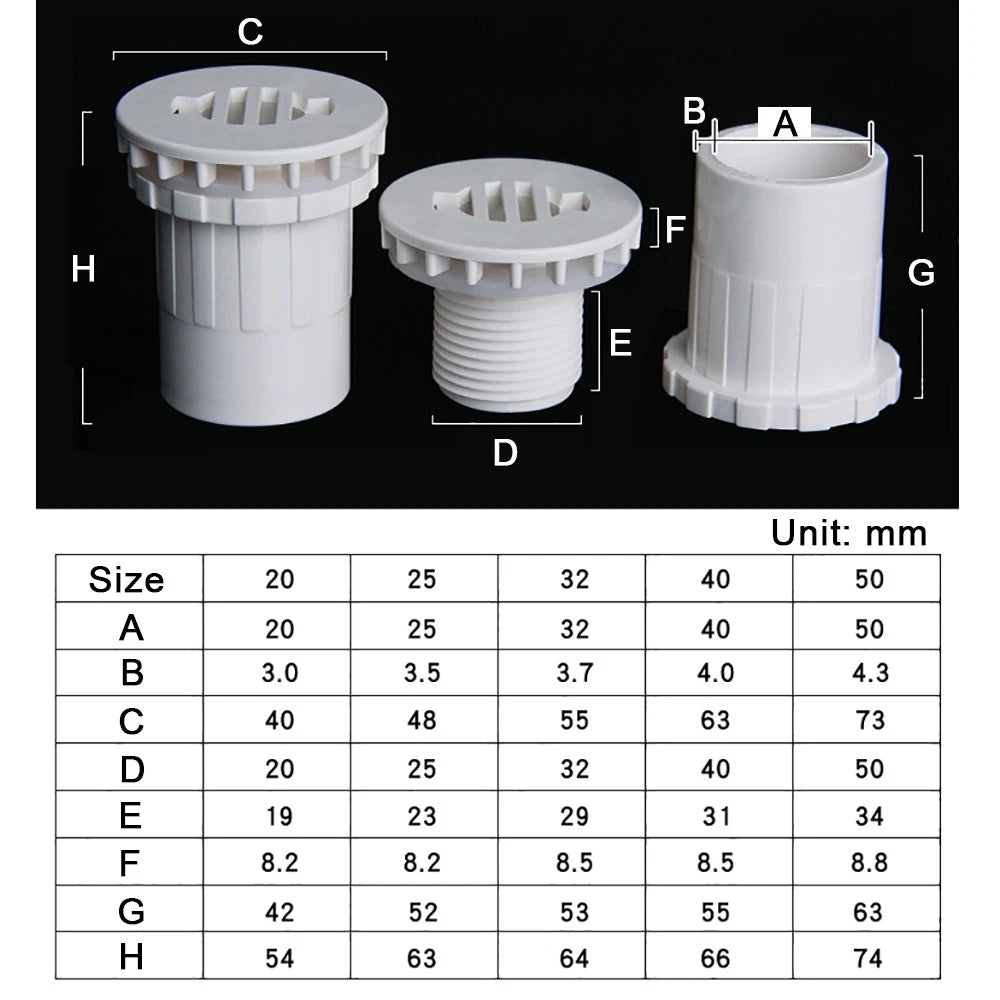 20 25 32 40 50mm PVC Water Pipe Fittings Drainage Couplers Adapter Straight